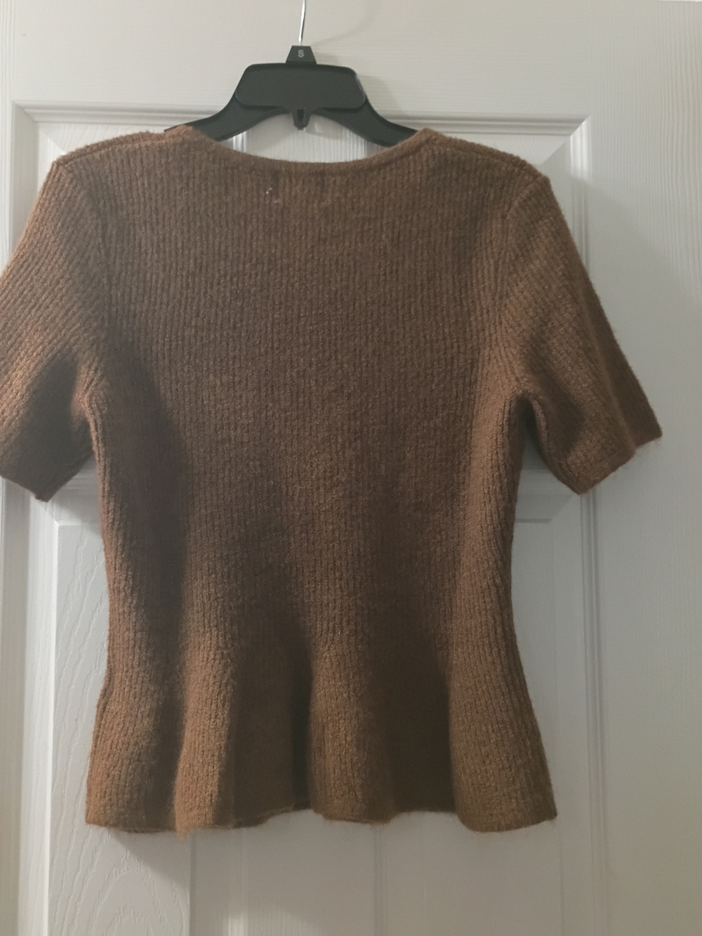 H&M Brown Short-Sleeve Ribbed Knit Sweater